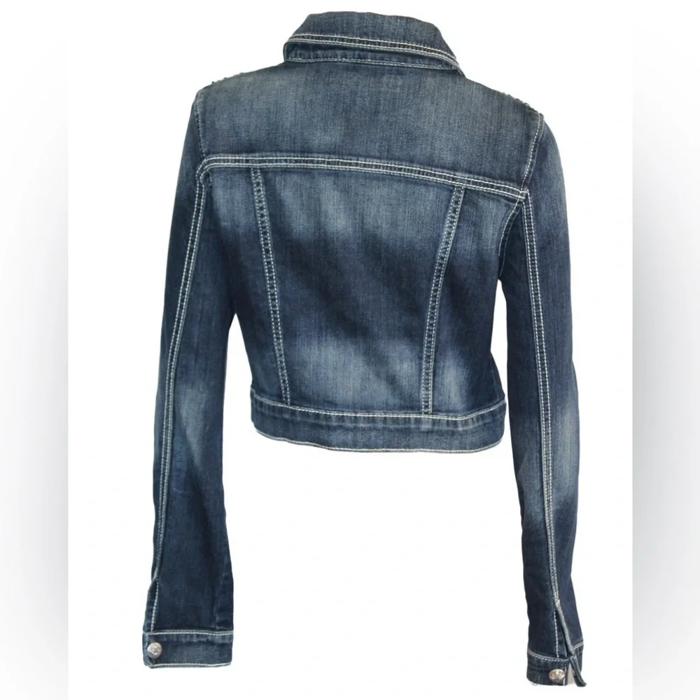 Miss Me Cropped Rhinestone Jean Jacket - Picture 4 of 5